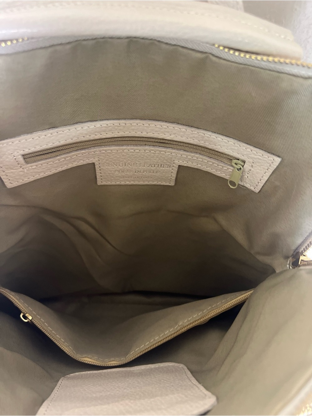 Italian Leather Convertible Backpack Purse White Pebbled Borse In Pelle - Picture 8 of 12